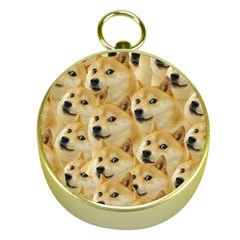 Doge, Memes, Pattern Gold Compasses by nateshop