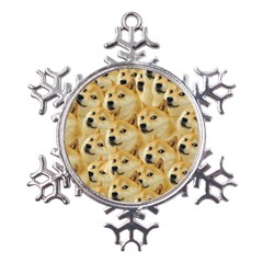 Doge, Memes, Pattern Metal Large Snowflake Ornament by nateshop