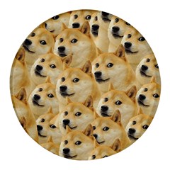 Doge, Memes, Pattern Round Glass Fridge Magnet (4 Pack) by nateshop