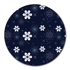 Flowers Pattern , Pattern, Flowers, Texture Round Mousepad by nateshop