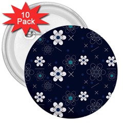 Flowers Pattern , Pattern, Flowers, Texture 3  Buttons (10 pack) 