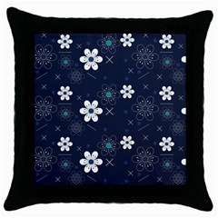 Flowers Pattern , Pattern, Flowers, Texture Throw Pillow Case (Black)