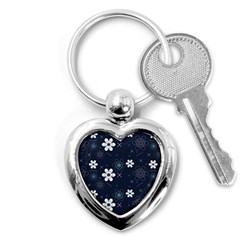 Flowers Pattern , Pattern, Flowers, Texture Key Chain (Heart)