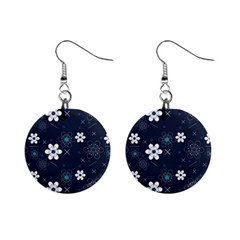 Flowers Pattern , Pattern, Flowers, Texture Mini Button Earrings by nateshop