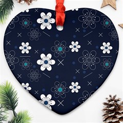 Flowers Pattern , Pattern, Flowers, Texture Heart Ornament (Two Sides)