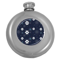 Flowers Pattern , Pattern, Flowers, Texture Round Hip Flask (5 Oz) by nateshop