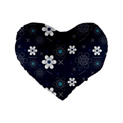 Flowers Pattern , Pattern, Flowers, Texture Standard 16  Premium Heart Shape Cushions