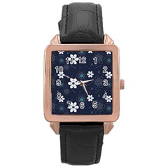 Flowers Pattern , Pattern, Flowers, Texture Rose Gold Leather Watch 