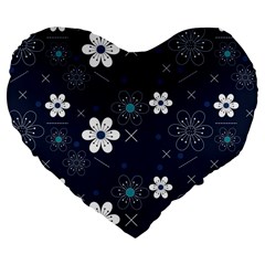 Flowers Pattern , Pattern, Flowers, Texture Large 19  Premium Flano Heart Shape Cushions