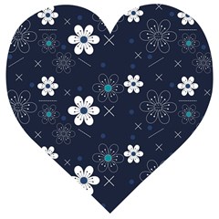 Flowers Pattern , Pattern, Flowers, Texture Wooden Puzzle Heart