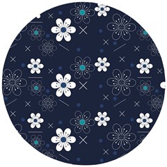 Flowers Pattern , Pattern, Flowers, Texture Wooden Puzzle Round