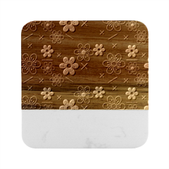 Flowers Pattern , Pattern, Flowers, Texture Marble Wood Coaster (square)