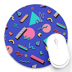 Geometric Shapes Material Design, Lollipop, Lines Round Mousepad by nateshop