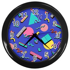 Geometric Shapes Material Design, Lollipop, Lines Wall Clock (black) by nateshop