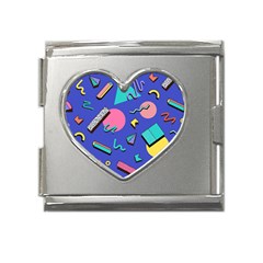 Geometric Shapes Material Design, Lollipop, Lines Mega Link Heart Italian Charm (18mm) by nateshop