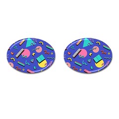 Geometric Shapes Material Design, Lollipop, Lines Cufflinks (oval) by nateshop