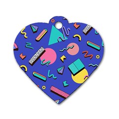 Geometric Shapes Material Design, Lollipop, Lines Dog Tag Heart (two Sides) by nateshop