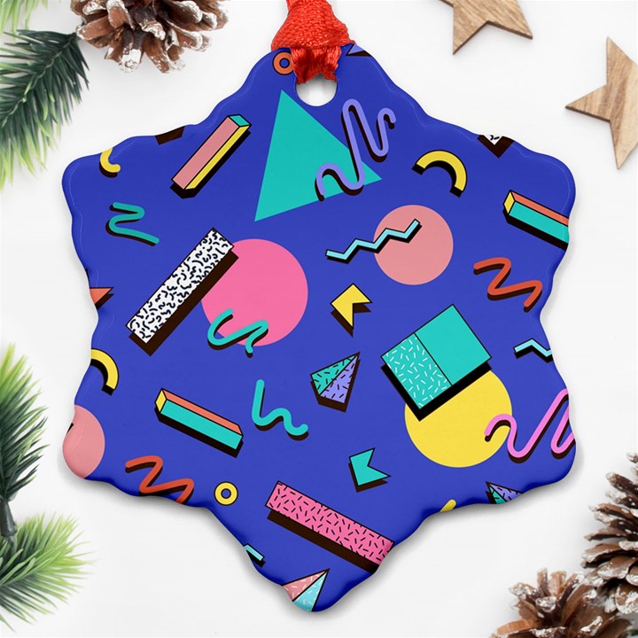 Geometric Shapes Material Design, Lollipop, Lines Snowflake Ornament (Two Sides)