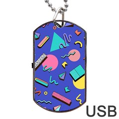 Geometric Shapes Material Design, Lollipop, Lines Dog Tag Usb Flash (one Side) by nateshop