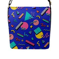 Geometric Shapes Material Design, Lollipop, Lines Flap Closure Messenger Bag (l) by nateshop