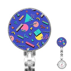 Geometric Shapes Material Design, Lollipop, Lines Stainless Steel Nurses Watch by nateshop