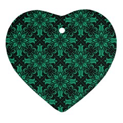 Green Damask Pattern Vintage Floral Pattern, Green Vintage Ornament (heart) by nateshop