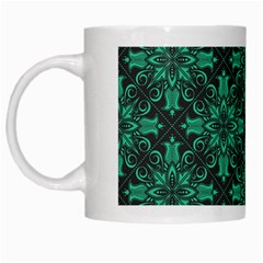 Green Damask Pattern Vintage Floral Pattern, Green Vintage White Mug by nateshop