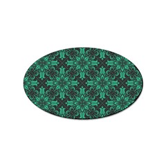 Green Damask Pattern Vintage Floral Pattern, Green Vintage Sticker Oval (10 Pack) by nateshop