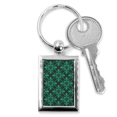 Green Damask Pattern Vintage Floral Pattern, Green Vintage Key Chain (rectangle) by nateshop