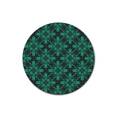 Green Damask Pattern Vintage Floral Pattern, Green Vintage Rubber Round Coaster (4 Pack) by nateshop