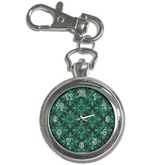 Green Damask Pattern Vintage Floral Pattern, Green Vintage Key Chain Watches by nateshop