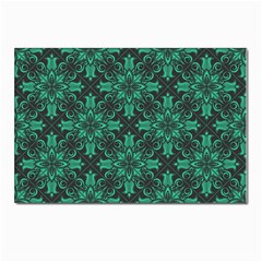 Green Damask Pattern Vintage Floral Pattern, Green Vintage Postcard 4 x 6  (pkg Of 10) by nateshop