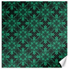 Green Damask Pattern Vintage Floral Pattern, Green Vintage Canvas 12  X 12  by nateshop