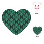 Green Damask Pattern Vintage Floral Pattern, Green Vintage Playing Cards Single Design (Heart) Front