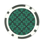 Green Damask Pattern Vintage Floral Pattern, Green Vintage Poker Chip Card Guard Front