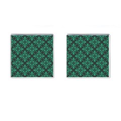 Green Damask Pattern Vintage Floral Pattern, Green Vintage Cufflinks (square) by nateshop