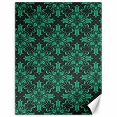 Green Damask Pattern Vintage Floral Pattern, Green Vintage Canvas 18  X 24  by nateshop