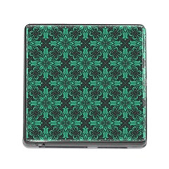 Green Damask Pattern Vintage Floral Pattern, Green Vintage Memory Card Reader (square 5 Slot) by nateshop