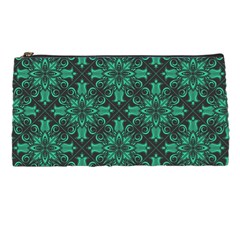 Green Damask Pattern Vintage Floral Pattern, Green Vintage Pencil Case by nateshop