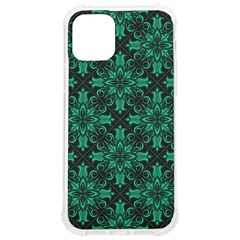 Green Damask Pattern Vintage Floral Pattern, Green Vintage Iphone 12/12 Pro Tpu Uv Print Case by nateshop