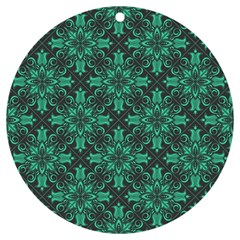 Green Damask Pattern Vintage Floral Pattern, Green Vintage Uv Print Acrylic Ornament Round by nateshop