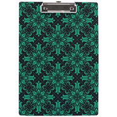 Green Damask Pattern Vintage Floral Pattern, Green Vintage A4 Acrylic Clipboard by nateshop