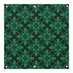 Green Damask Pattern Vintage Floral Pattern, Green Vintage Banner And Sign 3  X 3 