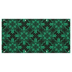 Green Damask Pattern Vintage Floral Pattern, Green Vintage Banner And Sign 8  X 4  by nateshop