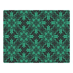 Green Damask Pattern Vintage Floral Pattern, Green Vintage Premium Plush Fleece Blanket (large) by nateshop