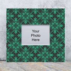 Green Damask Pattern Vintage Floral Pattern, Green Vintage White Wall Photo Frame 5  X 7  by nateshop