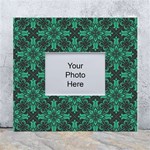 Green Damask Pattern Vintage Floral Pattern, Green Vintage White Wall Photo Frame 5  x 7  Front