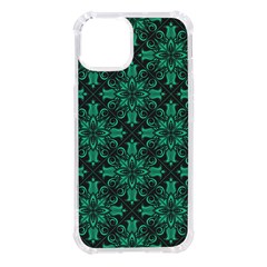 Green Damask Pattern Vintage Floral Pattern, Green Vintage Iphone 14 Tpu Uv Print Case by nateshop