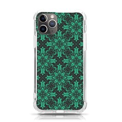 Green Damask Pattern Vintage Floral Pattern, Green Vintage Iphone 11 Pro 5 8 Inch Tpu Uv Print Case by nateshop