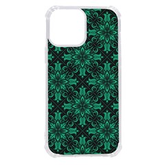 Green Damask Pattern Vintage Floral Pattern, Green Vintage Iphone 13 Pro Max Tpu Uv Print Case by nateshop